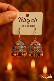 Multicolor Ethnic Jhumka Earrings